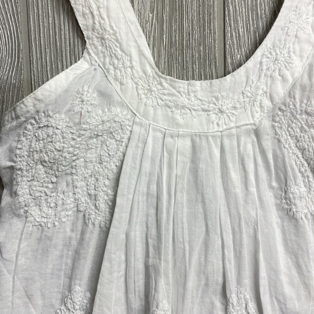 Antica Sartoria Boutique Girls‎ 2 3 White Paisley Floral Embroidered Top Breezy - Picture 2 of 4